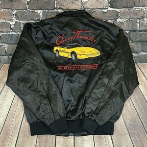 Vintage Chevrolet Motorsports Satin Jacket Mens Size Large Chevy Thunder Rare